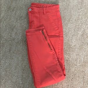 Tommy Hilfiger Red Denim Cropped Ankle Zipper Pant